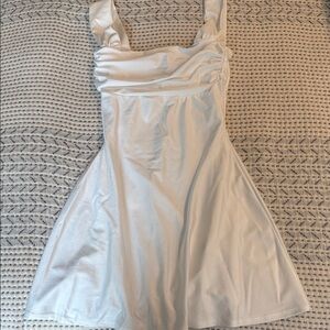 Chic White Ruched Mini Dress